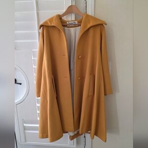 Vintage Christian Dior Mustard Yellow Swing Coat Size 6 Wool Quiet Luxury
